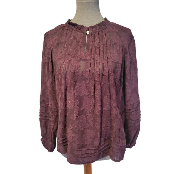 J. Jill Tops - J Jill Purple Small Petite Lace Peasant Boho Old Money Textured Floral Blouse‎